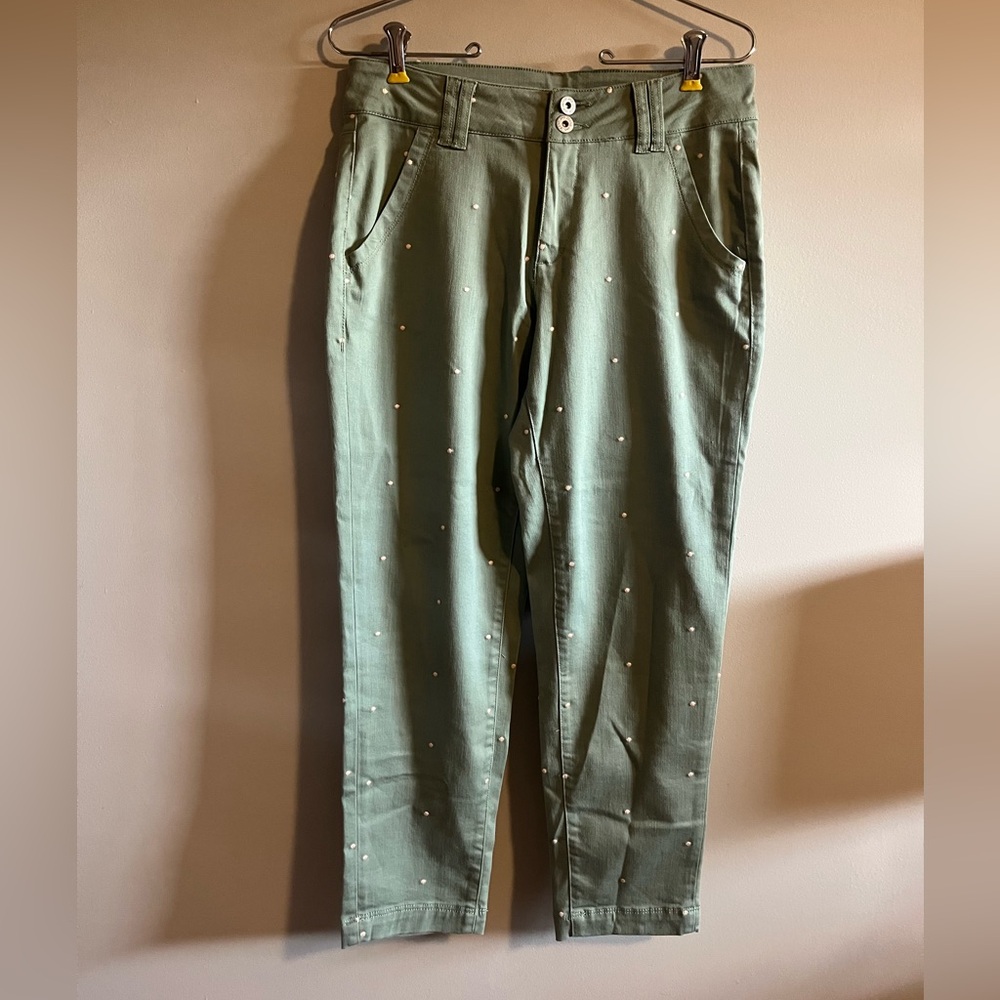 JAG jeans khaki green polka dot high rise jeans size 4 nwt